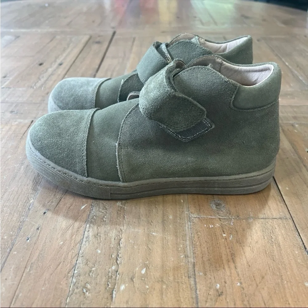 SweetHoney suede green hi top sneakers leather hook and loop big kid size 1
